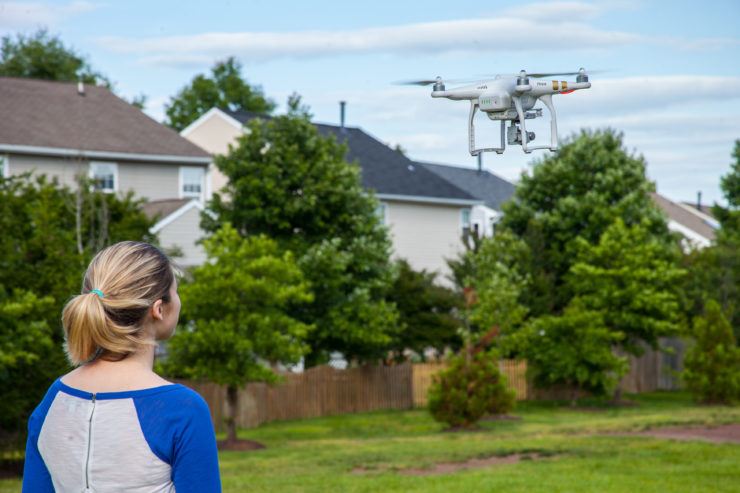 Flying a drone in backyard