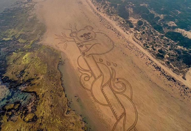 Drone Photographer in Australia Captures Artist Creating Amazing Designs In the Sand