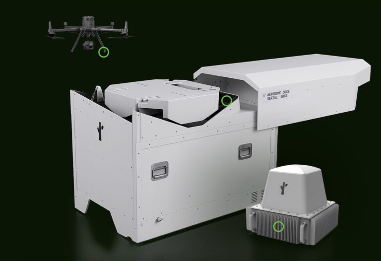 Flock Aerodome docking station with automated Drone as First Responder system