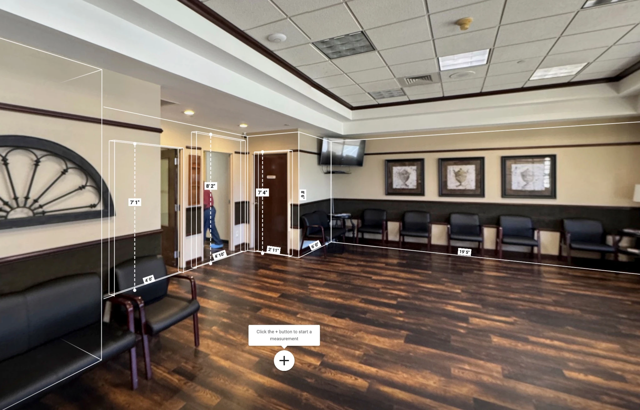 Built-in measurement tools inside a 3D Walkthrough Tour powered by Matterport