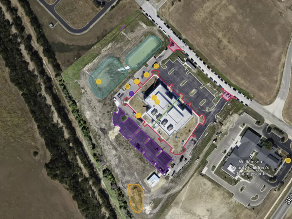 Construction site drone progress capture showing project milestone documentation