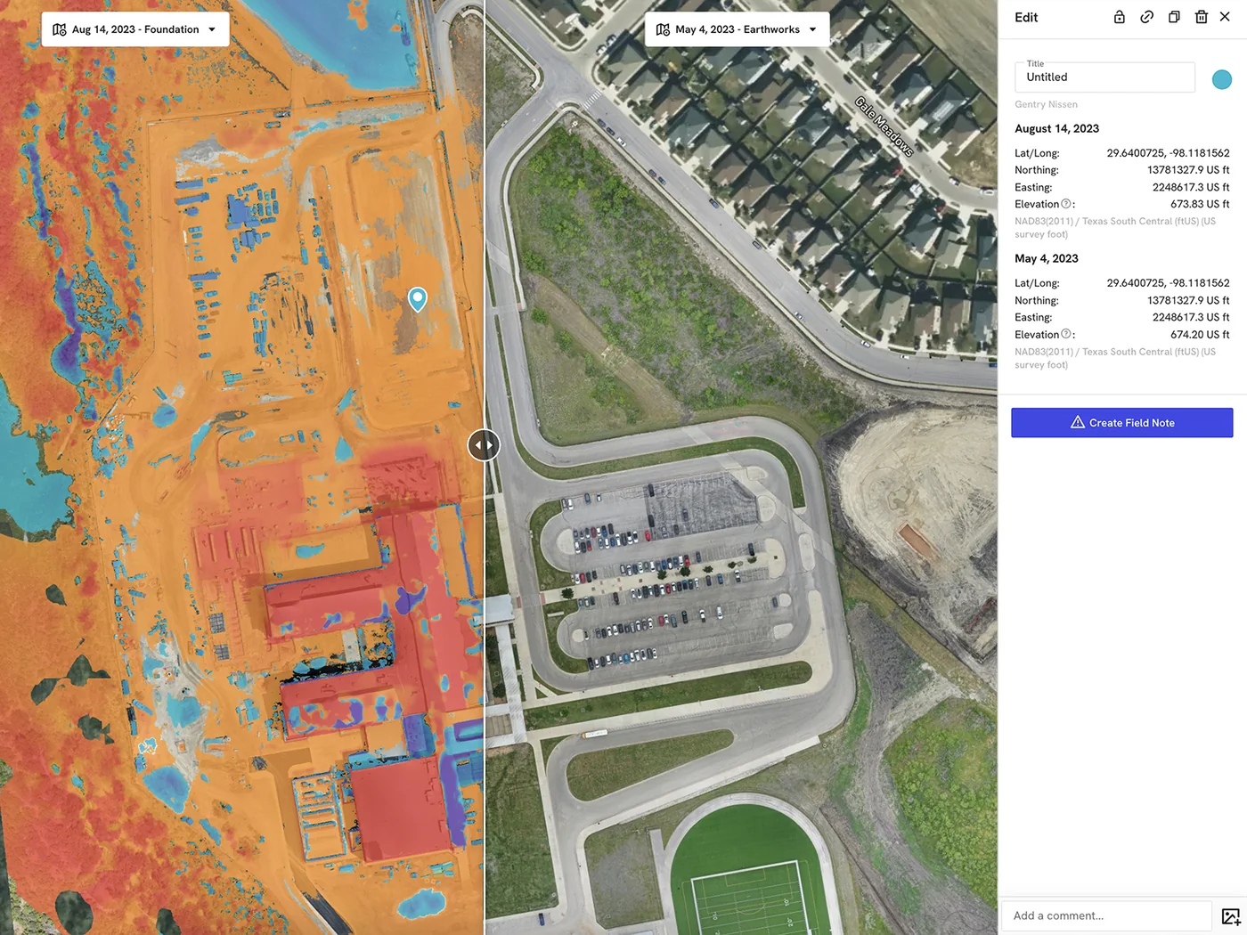 Hosted project tracking report timeline for reviewing construction progress captures over time